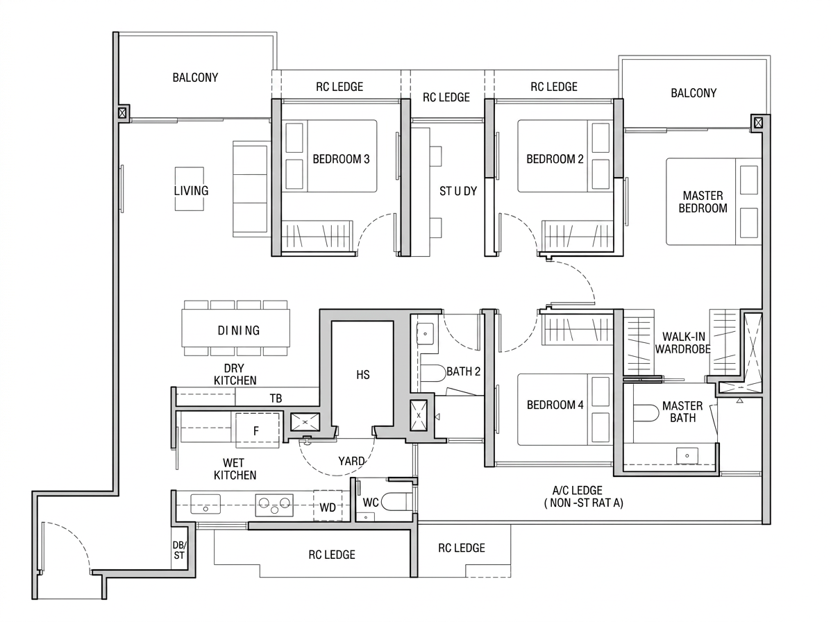 4-Bedroom Premium sample floor plan